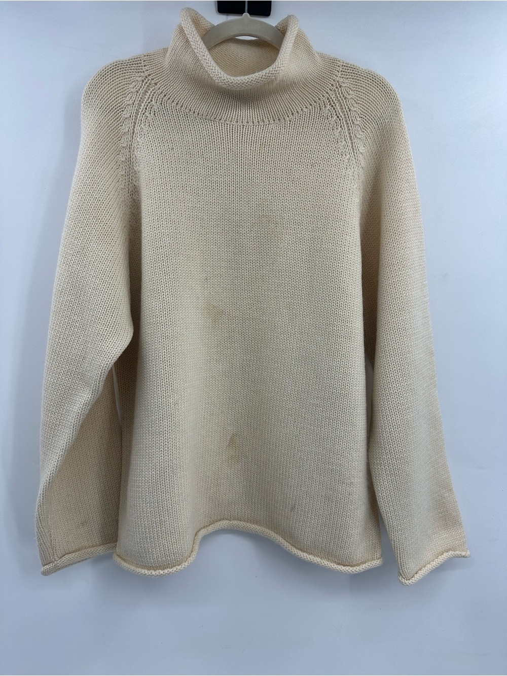 Vintage J. Crew Cream Roll Neck Knit Wool Sweater